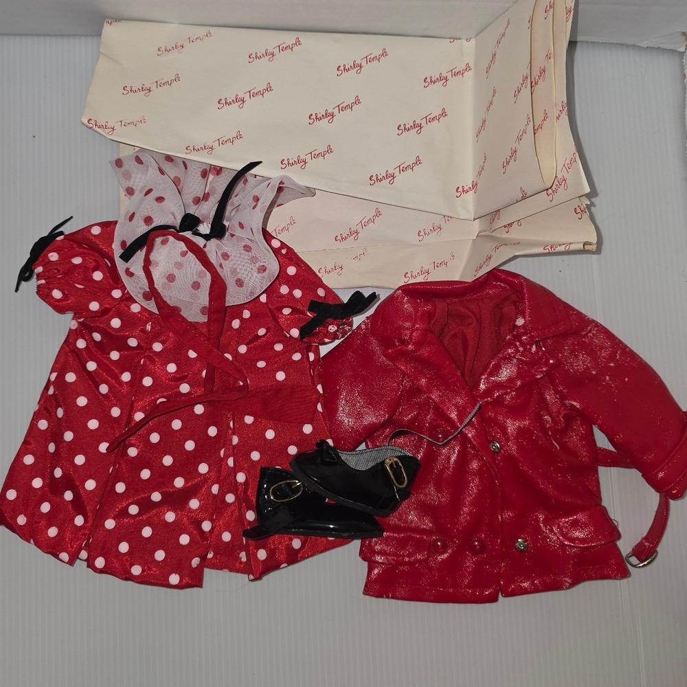 Shirley Temple Doll Outfit Set Red Polka Dot Dress Jacket Shoes Fair Vintage